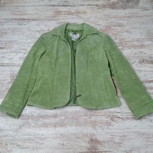 Leather Green Suede Zip Up Jacket Coat